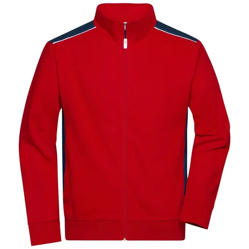 James & Nicholson (Daiber) Pánská mikina bez kapuce JN870 - Červená / tmavě modrá | L