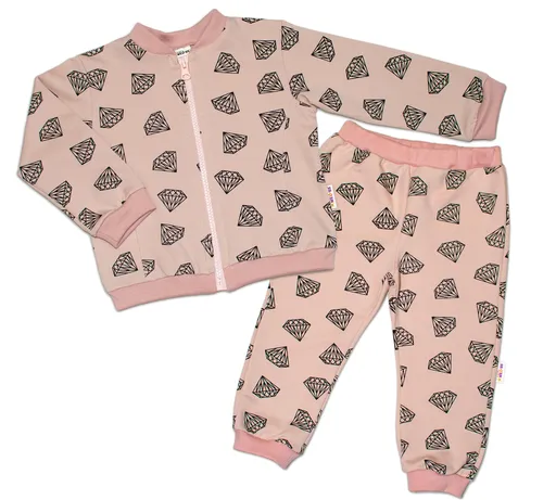 Baby Nellys Bavlněná tepláková souprava ® - Diamant, pudrová, vel. 62 vel.  62