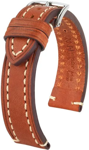 Řemínek Hirsch Liberty - zlatohnědý - 18 mm - L – Standardní délka (doporučujeme) - 16 mm - Stříbrná