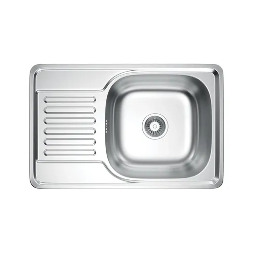 VELAZO Saténový ocelový dřez 66 × 42 s jednou mísou a sifonem VELAZ6642S