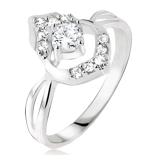 Prsten ze stříbra 925, okrouhlý čirý zirkon v poupěti - Velikost: 52