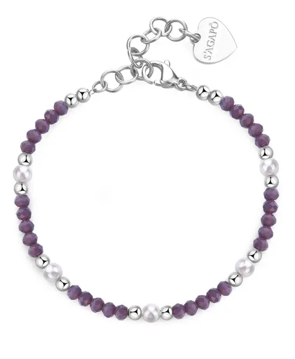 S'Agapõ Ocelový korálkový náramek s umělými perlami Glint SGI18