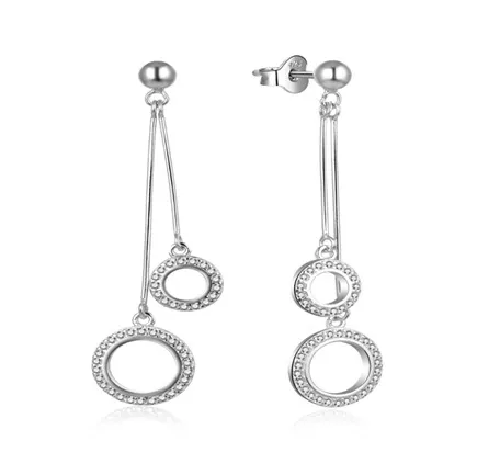 MOISS Stylové visací náušnice Kruhy se zirkony E0003042