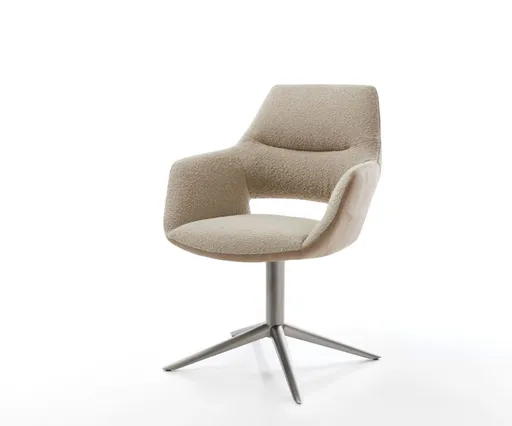 Jídelní židle Yago-Flex s područkami kombinace materiálů tmavě