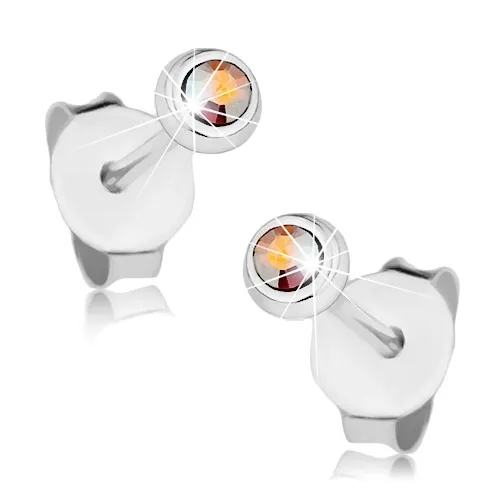 Náušnice ze stříbra 925, malý duhový krystalek Swarovski v lesklé objímce