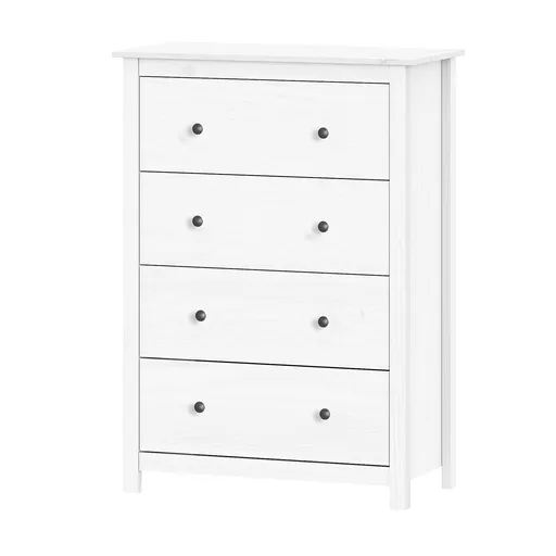 Komoda 4 zásuvky TORINO bílá, kovové úchytky