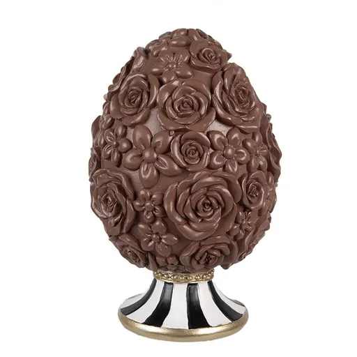 Dekorace čokoládové vejce s květy Egg na podstavci - Ø 11*17 cm Clayre & Eef