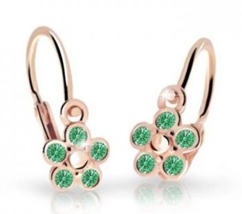 Cutie Jewellery Dětské kytičkové náušnice z růžového zlata C2744-10-X-4 zelená