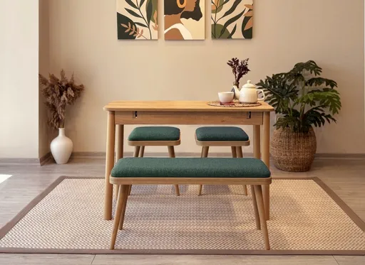 Jídelní set s rozkládacím stolem a židlemi (4 kusy) Vina Mini 04 1070 - Oak, Green