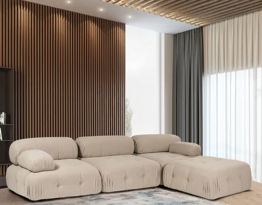 Rohová sedací souprava Doblo 3 Seater with Pouffe ( L1-O1-1R-Pouffe) - Peach