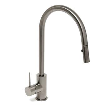 Drezová batéria SAT Aurum s vyťahovacou spŕškou, 2 prúdy brúsený gun metal SATBAUR286BGM