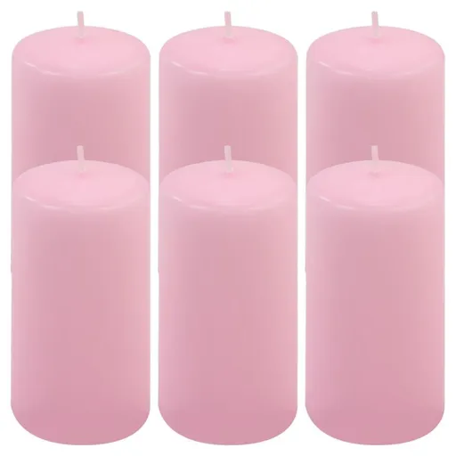 Růžová parafínová svíčka 11,5 cm, 30 h hoření, sada 6 ks