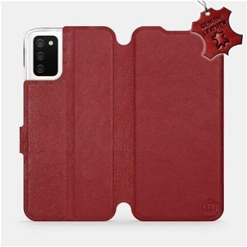 Kožené flip pouzdro Samsung Galaxy A02s - Tmavě červené -  Dark Red Leather (5903516654765)