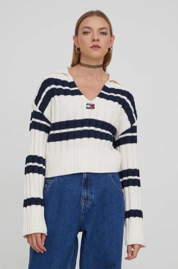 Svetr Tommy Jeans dámský, béžová barva, DW0DW17321