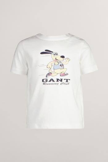 TRIČKO GANT GANT RUNNING DOG PRINT T-SHIRT WHITE