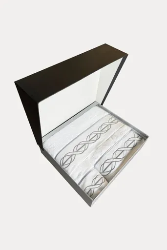 Dárková sada ručníků a osušky VITA, 3 ks Bílá / šedá výšivka