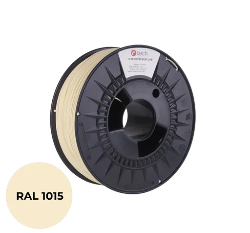 C-Tech 3DF-P-PLA1.75-1015 3D filament, PREMIUM LINE, PLA, slonová kost světlá, RAL1015, 1,75mm, 1kg