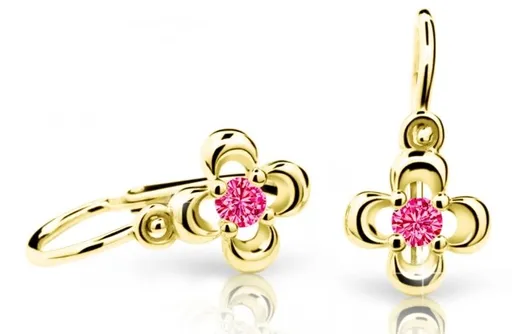 Cutie Jewellery Zlaté dětské náušnice C2013-10-X-1 fuchsiová