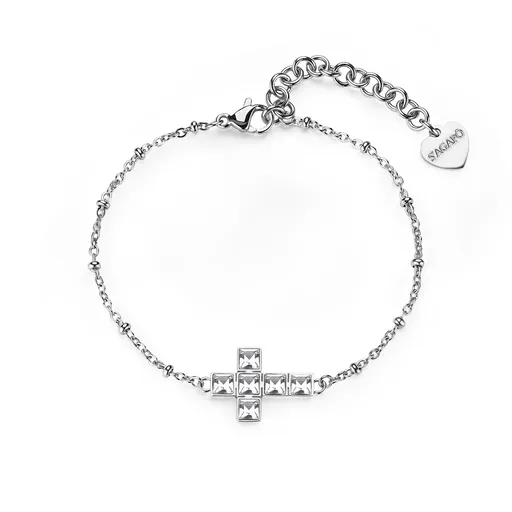 S'Agapõ Slušivý ocelový náramek s křížkem Arcadia SRD13