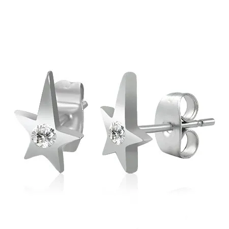 Náušnice z oceli - kometa se zirkonem