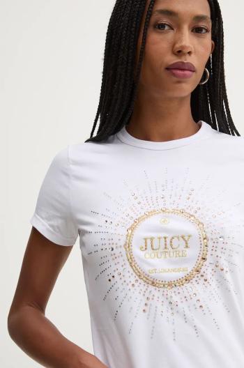 Tričko Juicy Couture HERITAGE CROWN T-SHIRT bílá barva, JCGCT224013