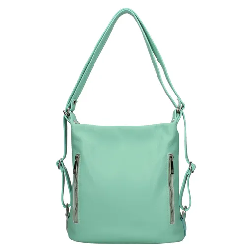 Dámská kožená batůžko kabelka Italia Maura - zeleno-modrá