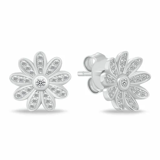 Brilio Silver Stříbrné kytičkové náušnice s kubickými zirkony EA1198W