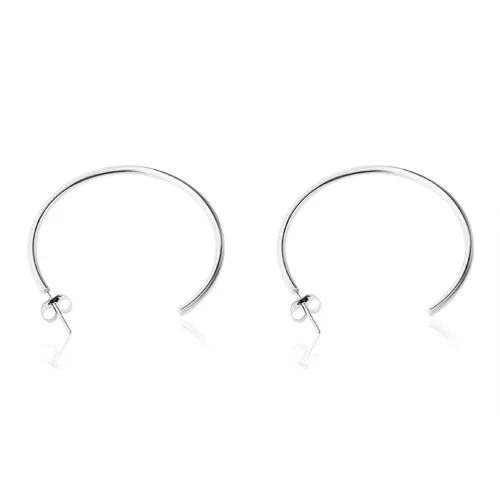 Náušnice z oceli 316L, stříbrná barva, lesklý neúplný kruh, puzetky