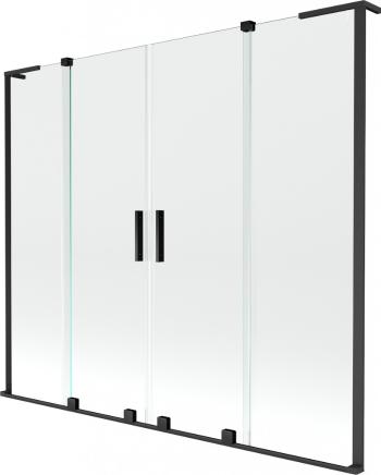 MEXEN/S Velar L Duo dvoukřídlá posuvná vanová zástěna 200 x 150 cm, transparent, černá 896-200-003-02-70