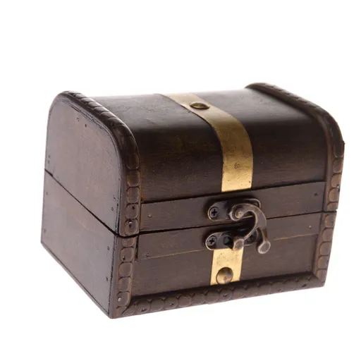 Dřevěná truhlička Zlatý pruh, hnědá, 11 x 8,5 x 8 cm