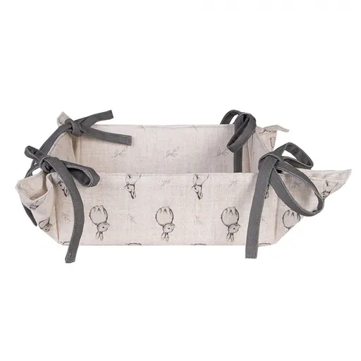 Béžový textilní košík na pečivo s králíčkem Bunny Buddies - 35*35*8 cm BNS47