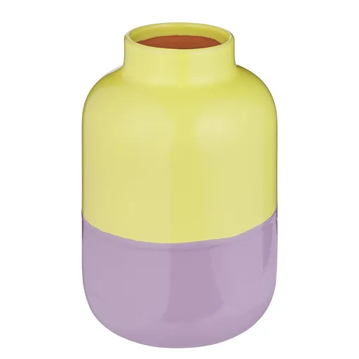TWO TONE Váza 22 cm - žlutá/fialová