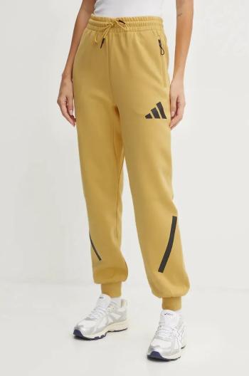 Tepláky adidas ZNE žlutá barva, s potiskem, JE7847