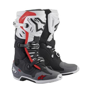 Moto boty Alpinestars Tech 10 Supervented perforované černá/bílá/šedá/červená  černá/bílá/šedá/červená  47