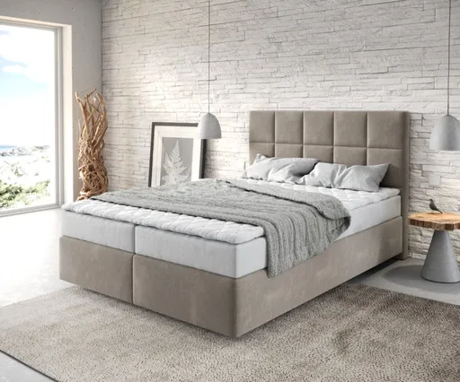 Boxspring postel Dream-Fine 140x200 cm mikrovlákno béžová