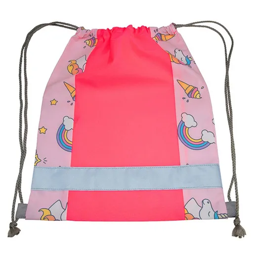 Korntex Dětský reflexní stahovací batoh - Jednorožec