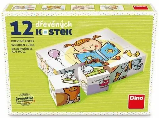 Dřevěné kostky Hezký den – 12 kostek