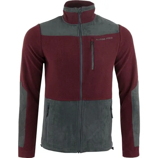 ALPINE PRO CLEW Pánská fleecová mikina, vínová, velikost