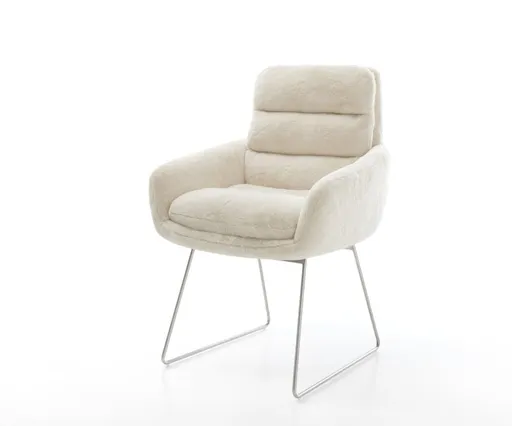 Jídelní židle Abelia-Flex s područkami plyšový manšestr krémová