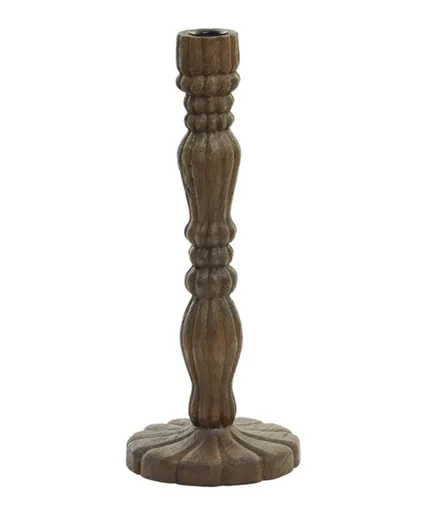 Hnědý dřevěný svícen na úzkou svíčku Jeraldo - Ø 15*38 cm 6045964