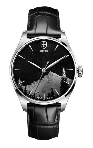 Biatec Dark Sky - edice Kriváň - Černý kožený řemínek z pravého aligátora