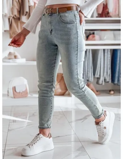 Dámské slim fit džínové kalhoty s páskem SLIMVISA modré