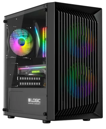 LOGIC PC skříň Atos ARGB MINI 1x USB 3.0, 2x USB 2.0 + audio, černá, bez zdroje