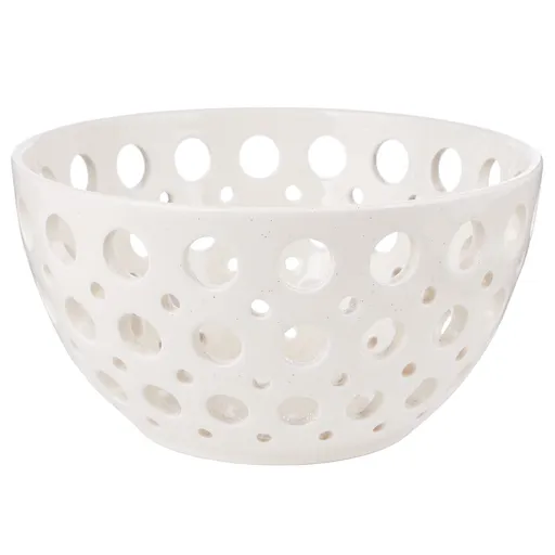 REVIEW Dekorační mísa s otvory 25 cm - krémová
