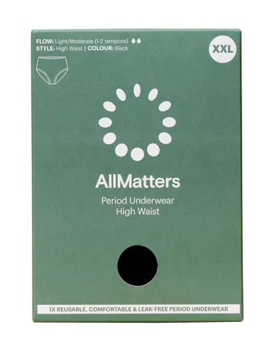 AllMatters Menstruační kalhotky s vysokým pasem vel. XXL 1 ks černé