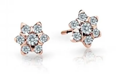 Cutie Jewellery Půvabné dětské náušnice z růžového zlata C2152-30-X-4 bílá