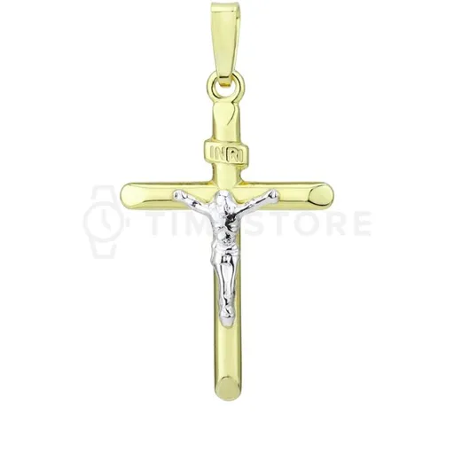 Stříbrný přívěsek zlaté barvy ve tvaru kříže TS-PE-0012