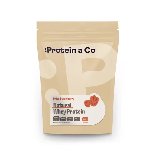 Protein&Co NATURAL WHEY – prémiový protein 1 kg, Dried strawberries