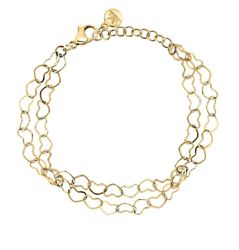 Morellato Dvojitý pozlacený srdíčkový náramek Intrecci SAZC19