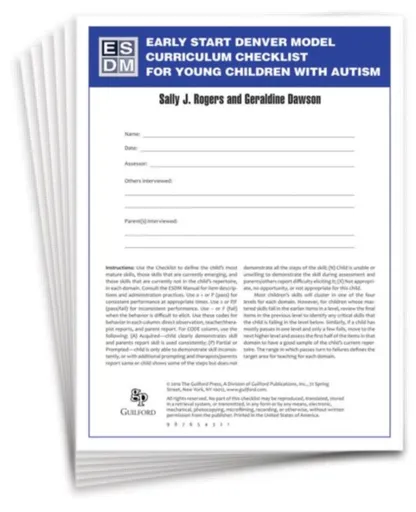 Early Start Denver Model Curriculum Checklist for Young Children with Autism, First Edition, Set of 15 Checklists, Each a 16-Page Two-Color Booklet -